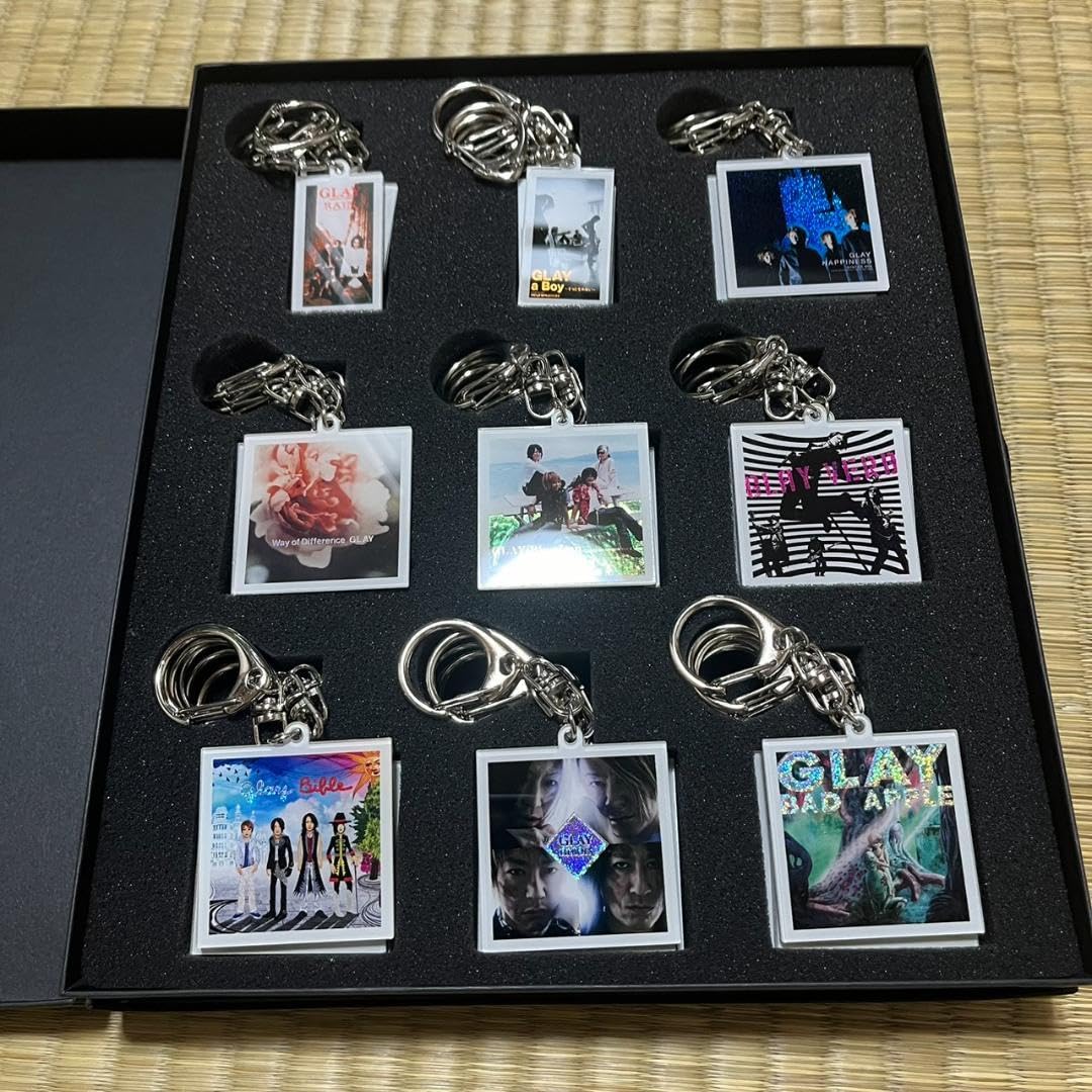 【値下げ】GLAY AMEX シングルジャケットキーホルダー 14個セット アメックス GLAY 30周年記念！ シングルジャケットキーホルダー